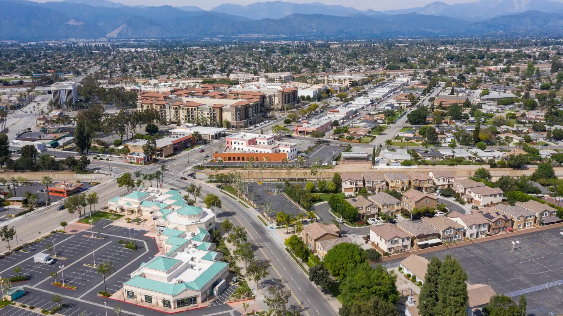 West Covina, California, viewed across the San Gabriel Valley toward nearby hills